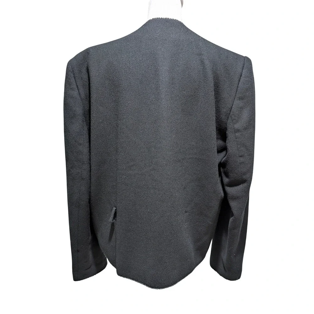Christian Dior The Suit Vintage Black 100% Wool Beaded Trim Blazer Jacket 10
